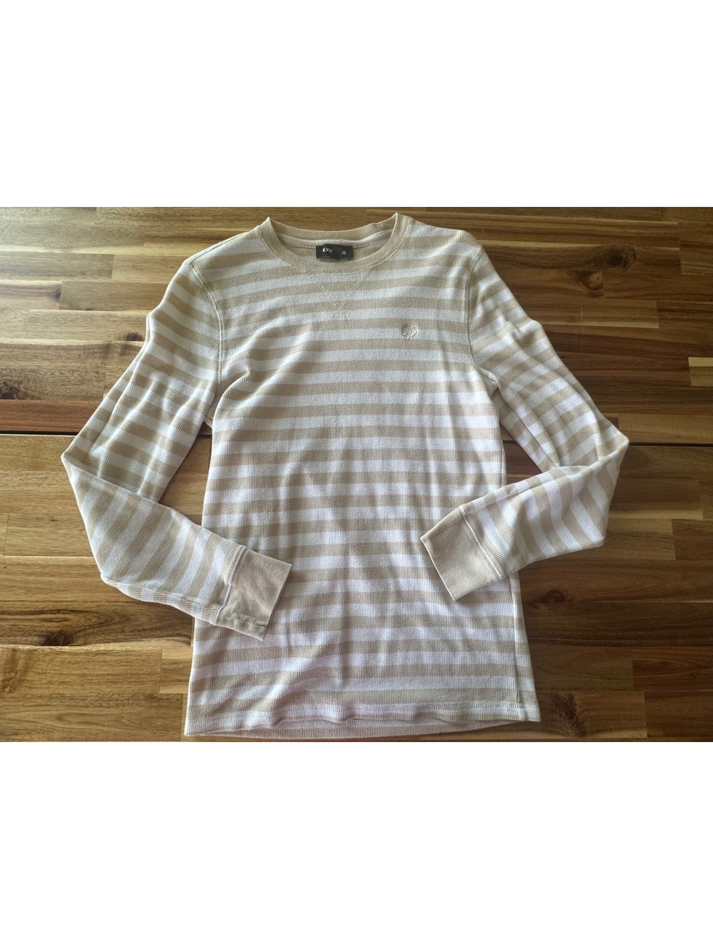 Express Striped Waffle Knit Long Sleeve Top – Women’s M - cotton blend - vintage